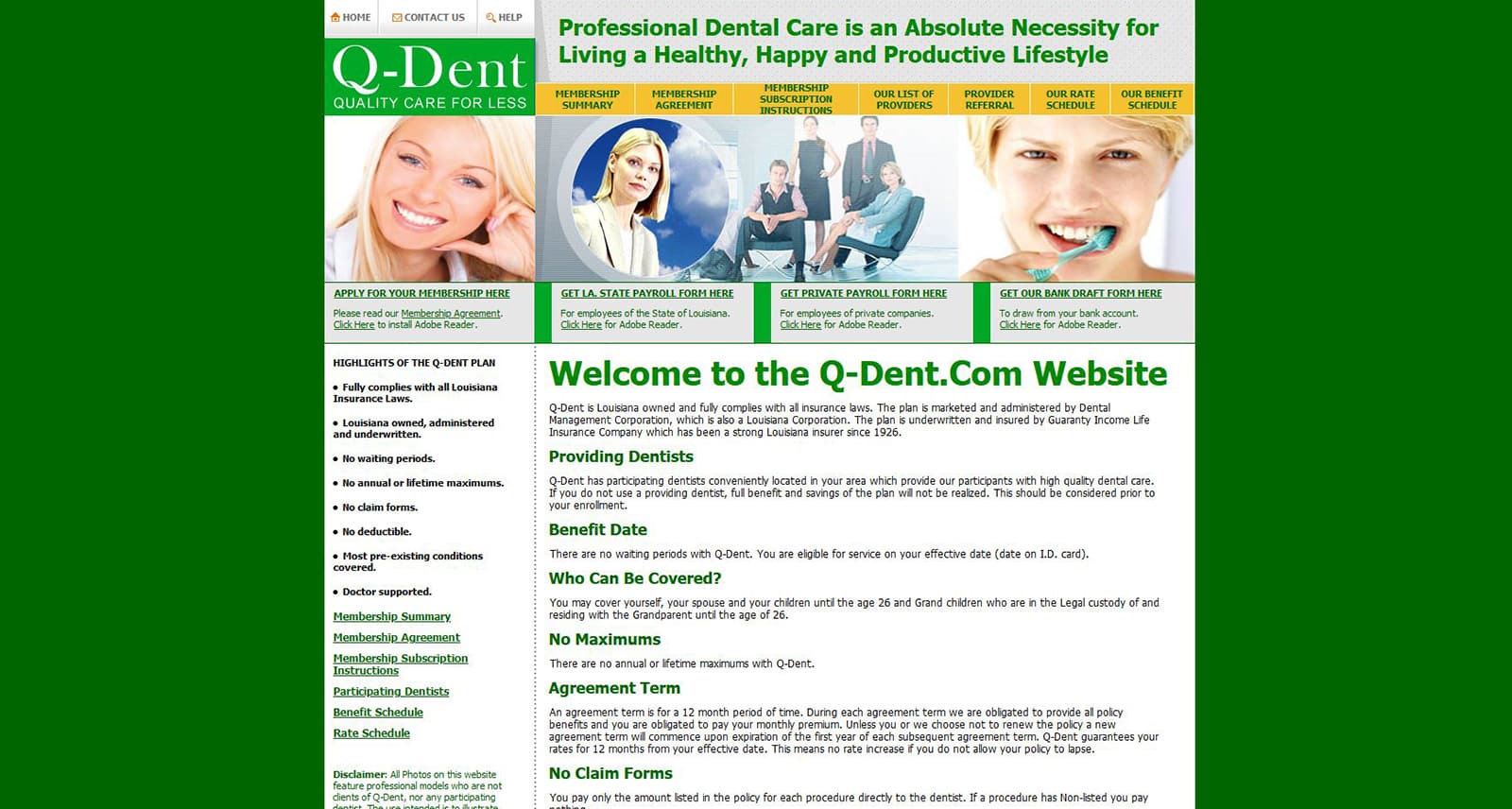 Q-Dent Website Before